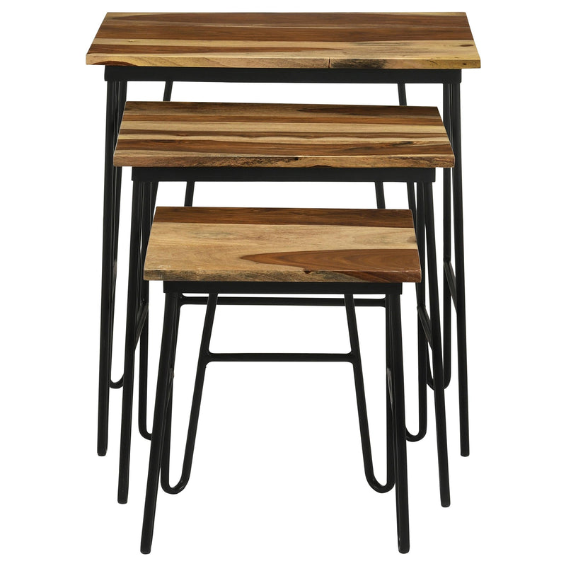 Nayeli Natural 3-piece Solid Sheesham Wood Nesting Tables - Ornate Home
