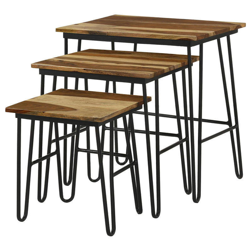 Nayeli Natural 3-piece Solid Sheesham Wood Nesting Tables - Ornate Home