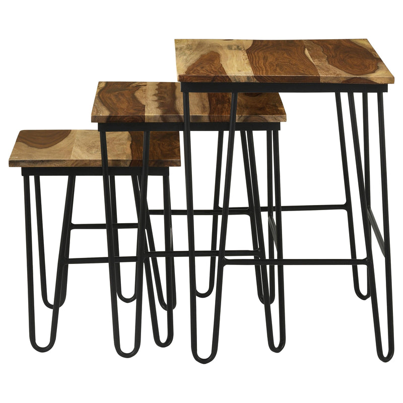 Nayeli Natural 3-piece Solid Sheesham Wood Nesting Tables - Ornate Home