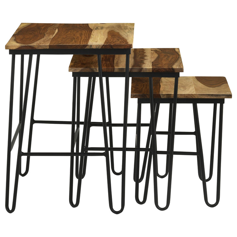 Nayeli Natural 3-piece Solid Sheesham Wood Nesting Tables - Ornate Home