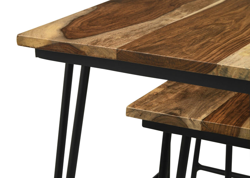 Nayeli Natural 3-piece Solid Sheesham Wood Nesting Tables - Ornate Home