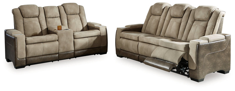 Next-Gen DuraPella Sand Power Reclining Sofa and Loveseat - Ornate Home