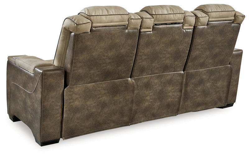 Next-Gen DuraPella Sand Power Reclining Sofa w/ Drop-Down Table - Ornate Home