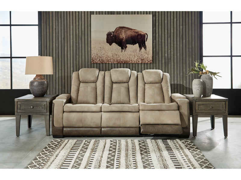 Next-Gen DuraPella Sand Power Reclining Sofa w/ Drop-Down Table - Ornate Home