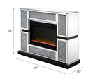Noralie Mirrored & Faux Crystals Fireplace / Insert (48" W) - Ornate Home