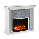 Noralie Mirrored & Faux Diamond Fireplace w/ Insert (47" W) - Ornate Home