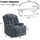 Omarion Blue Power Recliner w/ Lift, Heating & Massage - Ornate Home