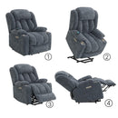 Omarion Blue Power Recliner w/ Lift, Heating & Massage - Ornate Home