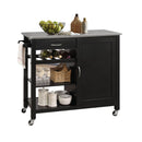 Ottawa Stainless Steel/Black Kitchen Cart - Ornate Home