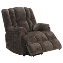 Pacay Brown Power Recliner w/ Lift, Heating & Massage - Ornate Home