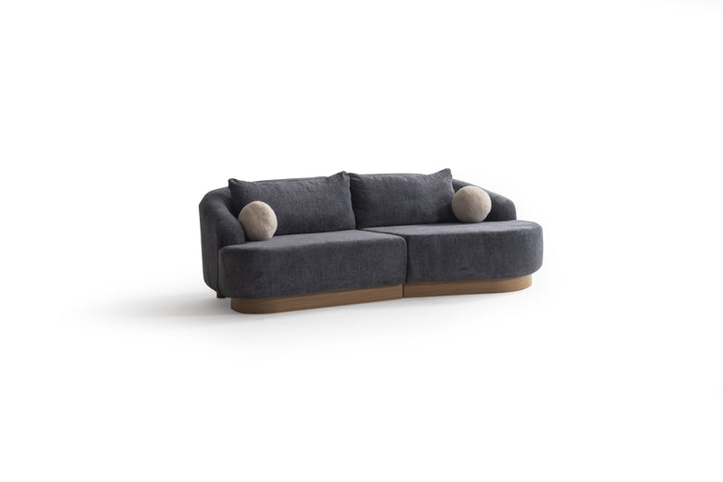Palermo Anthracite Curved Living Room Set / 4pc - Ornate Home