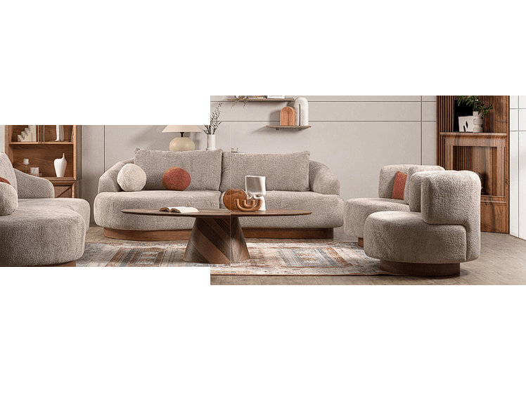 Palermo Gray Curved Living Room Set / 4pc - Ornate Home