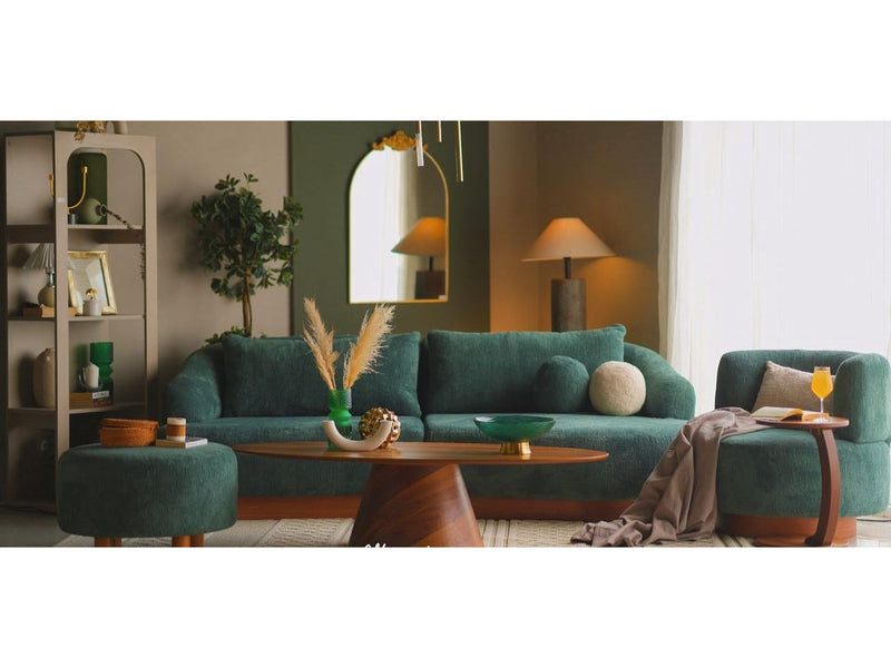 Palermo Teal Curved Living Room Set / 4pc - Ornate Home