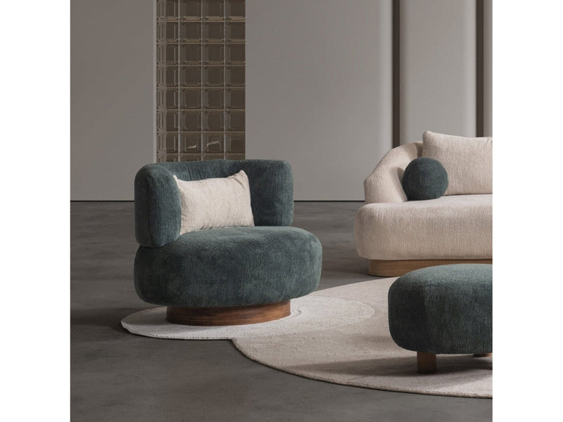 Palermo Teal Round Swivel Arm Chair - Ornate Home