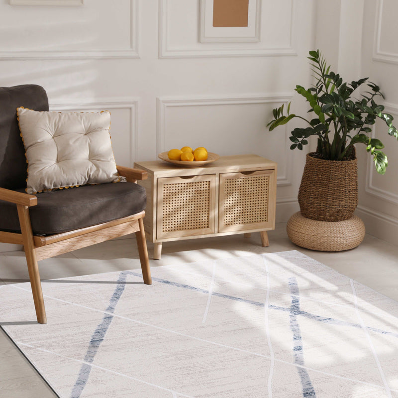 Pastoral Blue/Beige Woven Non-Slip Indoor Area Rug - Ornate Home