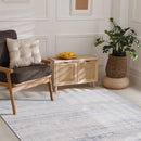 Pastoral White/Blue Woven Non-Slip Indoor Area Rug - Ornate Home