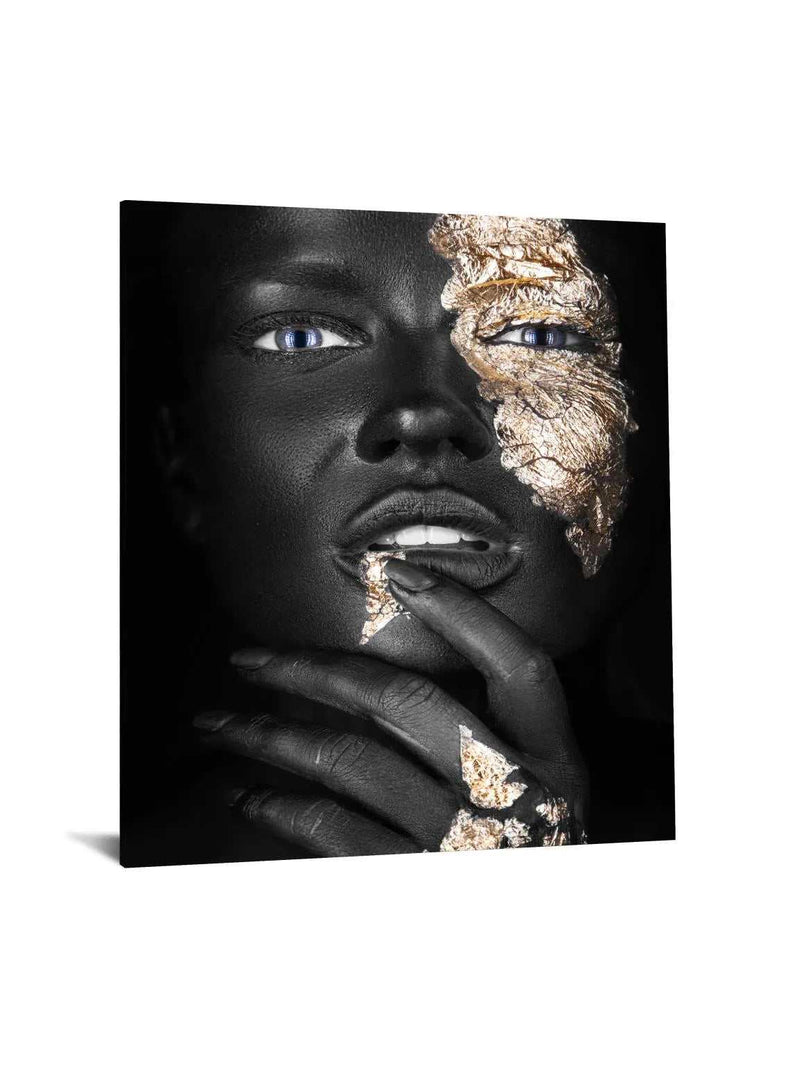 Pondering Gold Tempered Glass w / Foil Wall Art - Ornate Home