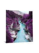 Purple Trees in Canyon Tempered Glass w / Foil Wall Art - Ornate Home
