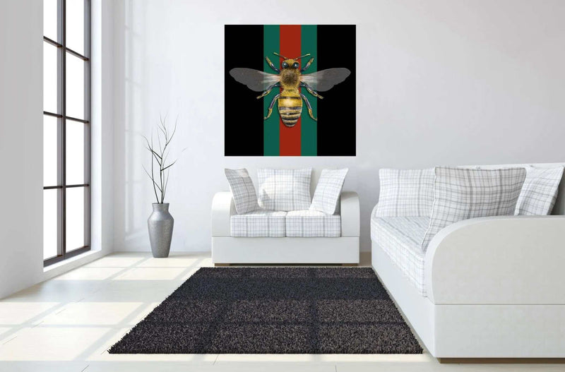 Queen Bee Tempered Glass w / Foil Wall Art - Ornate Home