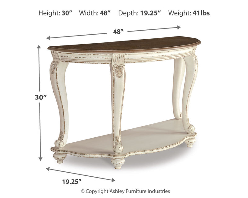 Realyn White/Brown Sofa Table - Ornate Home