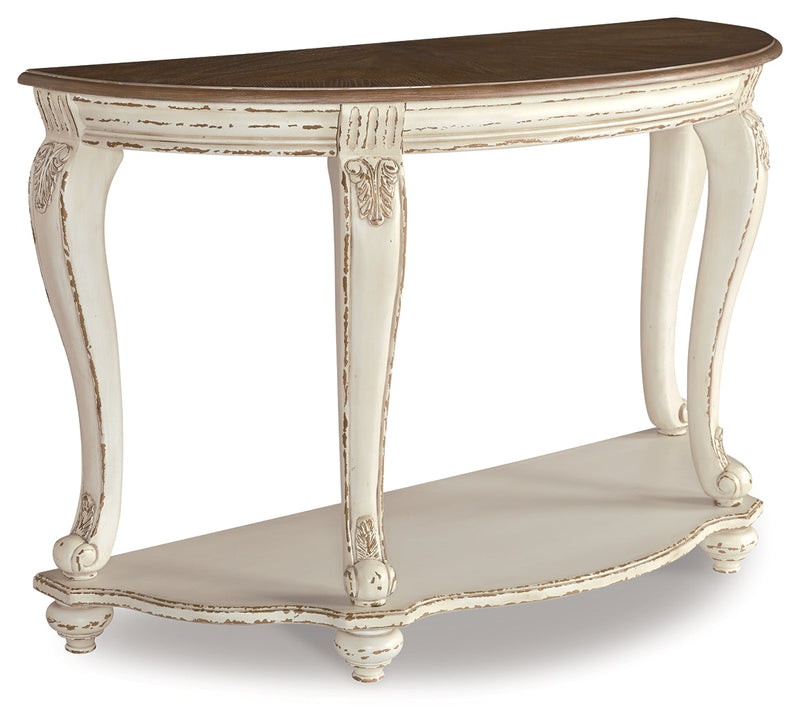 Realyn White/Brown Sofa Table - Ornate Home