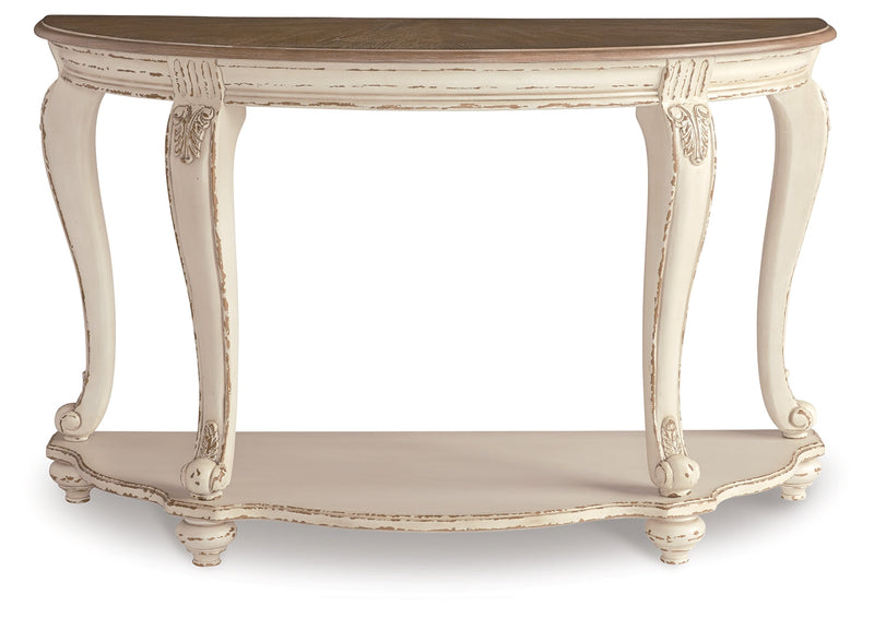 Realyn White/Brown Sofa Table - Ornate Home