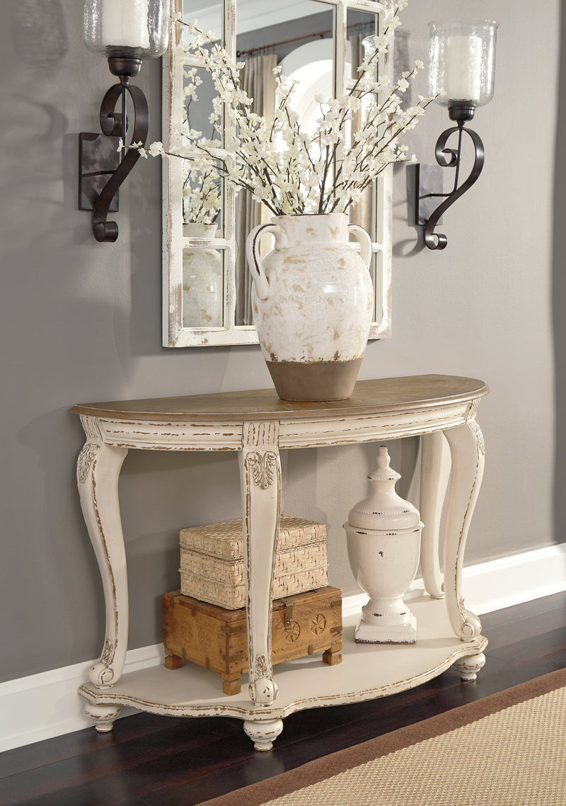 Realyn White/Brown Sofa Table - Ornate Home