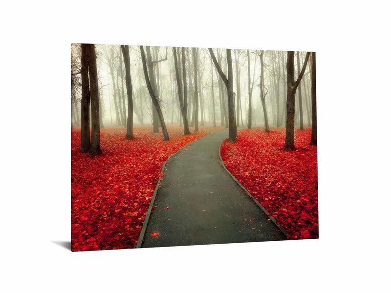 Red Leaves Tempered Glass w / Foil Wall Art - Ornate Home