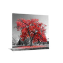 Red Tree Tempered Glass w / Foil Wall Art - Ornate Home