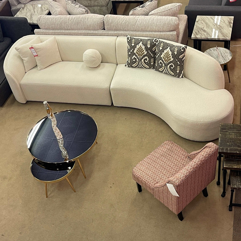 Redondo Ivory Boucle 2pc Curved Sectional Sofa - Ornate Home
