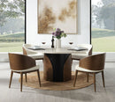 Rufina Natural Marble Top/Walnut Round Dining Table - Ornate Home