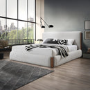Sandro White Boucle / Walnut Finish Eastern King Bed - Ornate Home