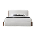 Sandro White Boucle / Walnut Finish Queen Bed - Ornate Home