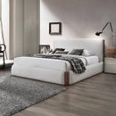 Sandro White Boucle / Walnut Finish Queen Bed - Ornate Home
