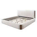 Sandro White Boucle / Walnut Finish Queen Bed - Ornate Home