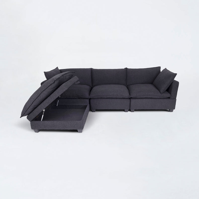 Santa Monica Black Boucle Modular Sectional / 4pc - Ornate Home