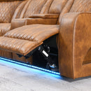 Taddeo Brown Power Motion Sectional Sofa Set W/Power Headrest, Massage & Led - Ornate Home