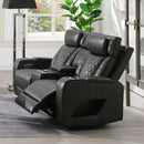 Taddeo Dark Gray Leatherette Power Motion Loveseat w/Console - Ornate Home