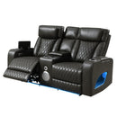 Taddeo Dark Gray Leatherette Power Motion Loveseat w/Console - Ornate Home