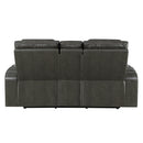Taddeo Dark Gray Leatherette Power Motion Loveseat w/Console - Ornate Home