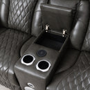Taddeo Dark Gray Leatherette Power Motion Loveseat w/Console - Ornate Home