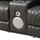 Taddeo Dark Gray Leatherette Power Motion Loveseat w/Console - Ornate Home
