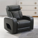 Taddeo Dark Gray Leatherette Power Motion Recliner - Ornate Home