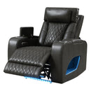 Taddeo Dark Gray Leatherette Power Motion Recliner - Ornate Home