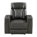 Taddeo Dark Gray Leatherette Power Motion Recliner - Ornate Home