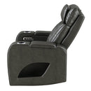 Taddeo Dark Gray Leatherette Power Motion Recliner - Ornate Home