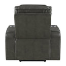 Taddeo Dark Gray Leatherette Power Motion Recliner - Ornate Home