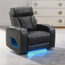 Taddeo Dark Gray Leatherette Power Motion Recliner - Ornate Home