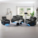 Taddeo Dark Gray Leatherette Power Motion Sofa w/Dropdown Table - Ornate Home