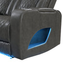 Taddeo Dark Gray Leatherette Power Motion Sofa w/Dropdown Table - Ornate Home